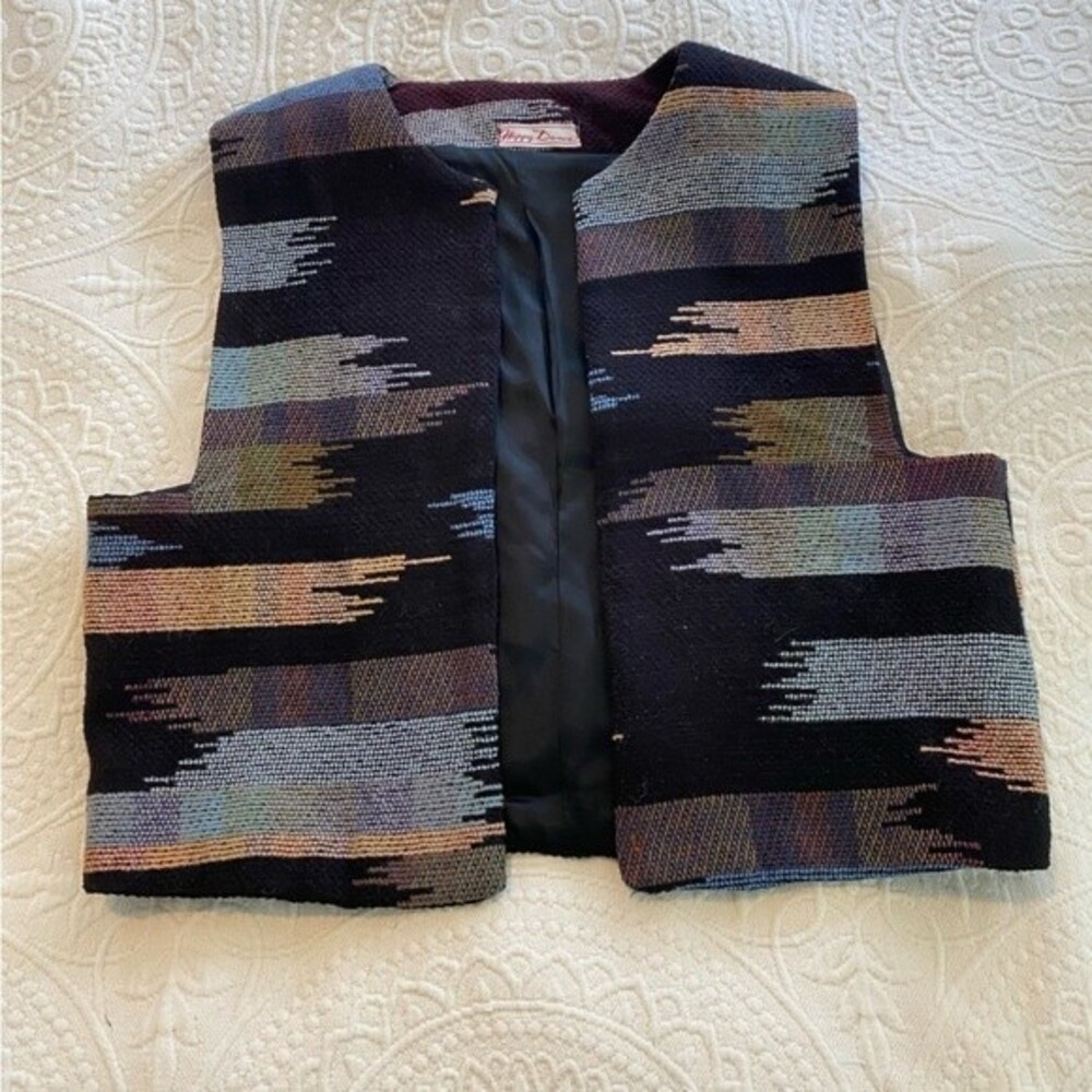 Vintage Happy Dance Southwestern Black Vest size Medium